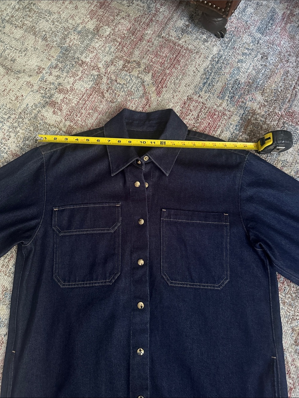 Goldsign Dark Indigo Denim Shirt Dress - Picture 8 of 11